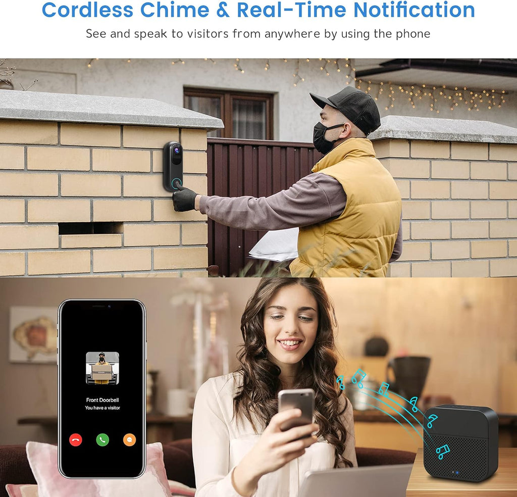 1080P HD Wireless Video Doorbell Camera with Chime B328137