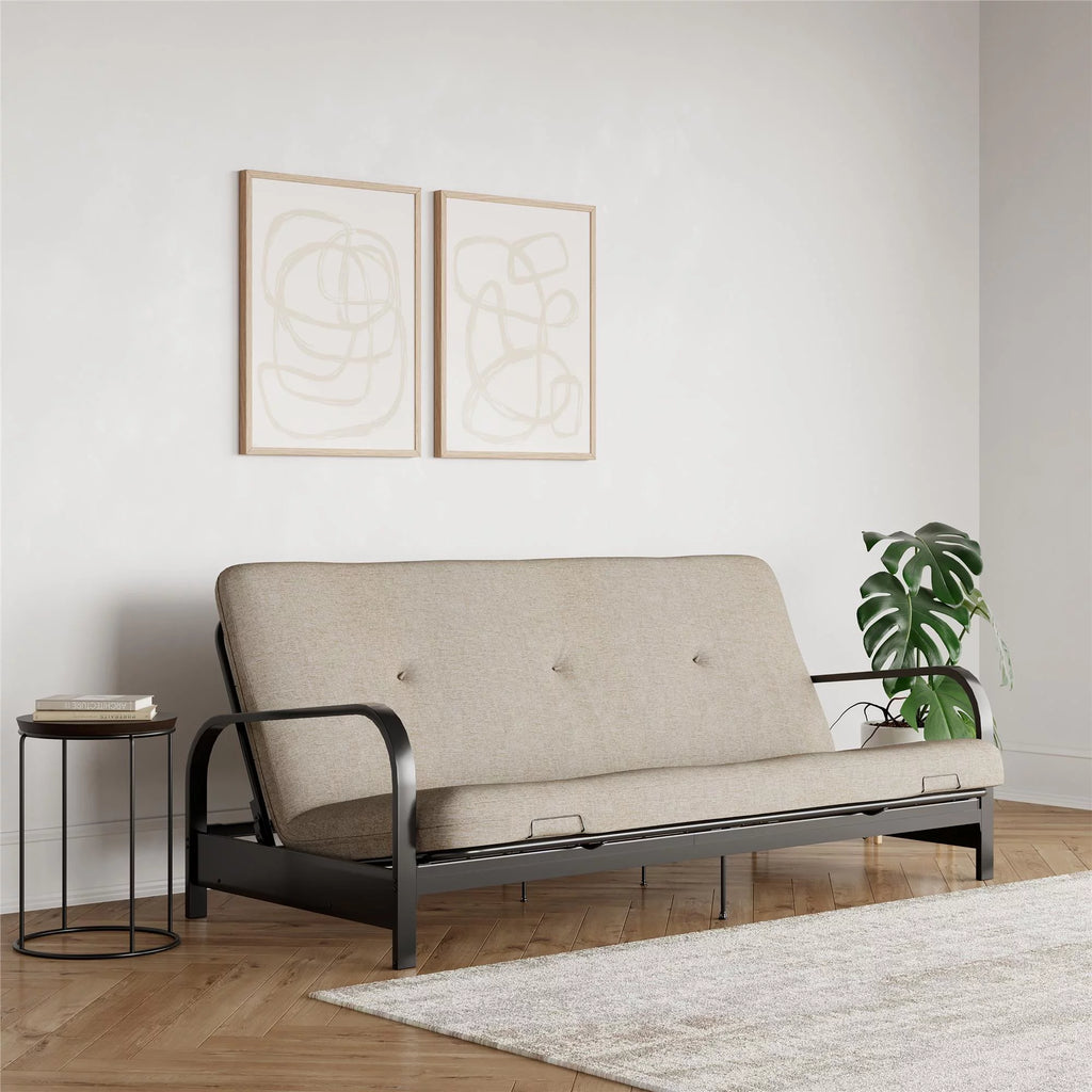 6-Inch Full Black Linen Futon Mattress L23148