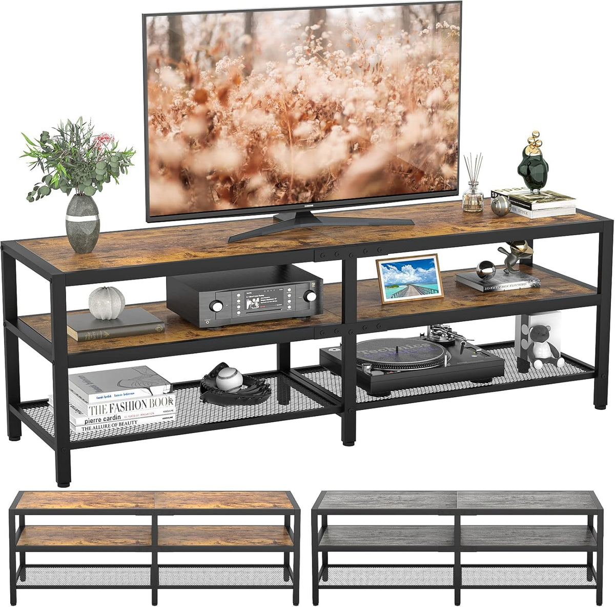 Rustic Brown and Gray Oak TV Stand D14574