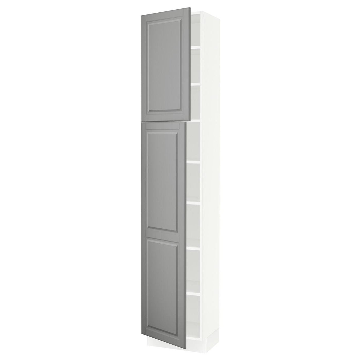 High Cabinet with shelves/2 Doors, white/Bodbyn Gray, 18x15x90 X81517