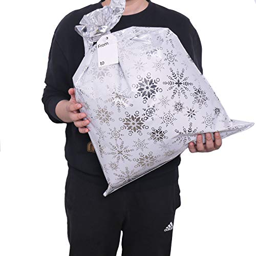 Christmas Gift Bags, 32Pcs Santa Wrapping Bag in 4 Sizes and 4 Designs with Ribbon Ties and Tags Y45130
