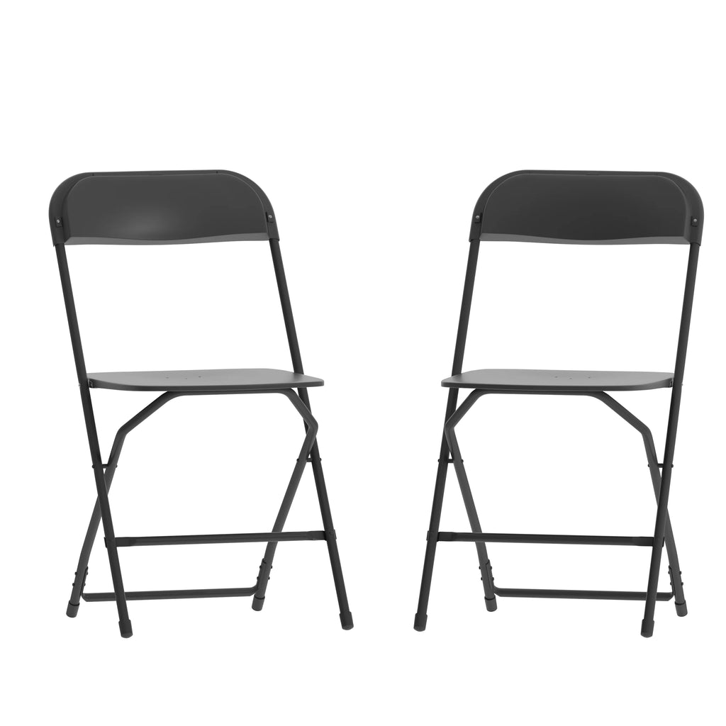 Black Plastic Folding Chair 2 Pack W9575