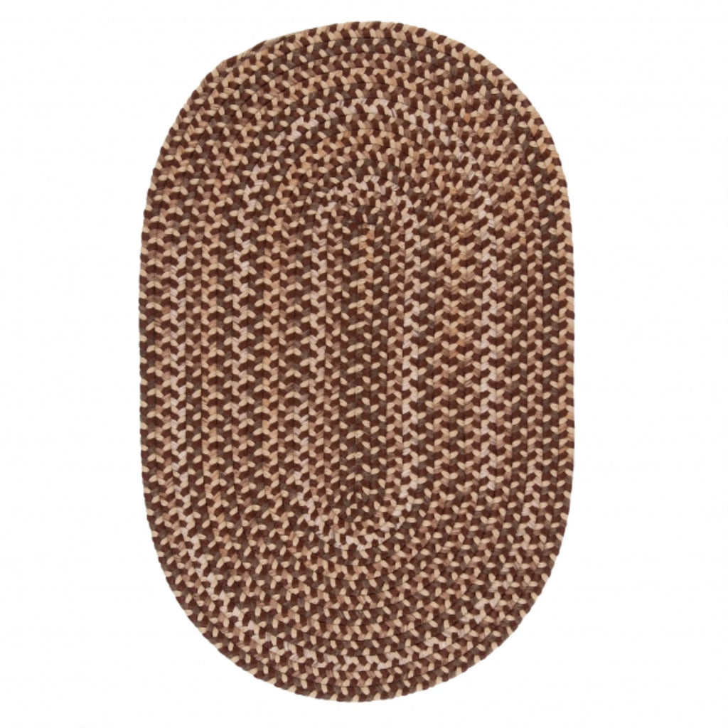 Brown Braided Indoor/Outdoor Area Rug 5' x 8' Oval T408172