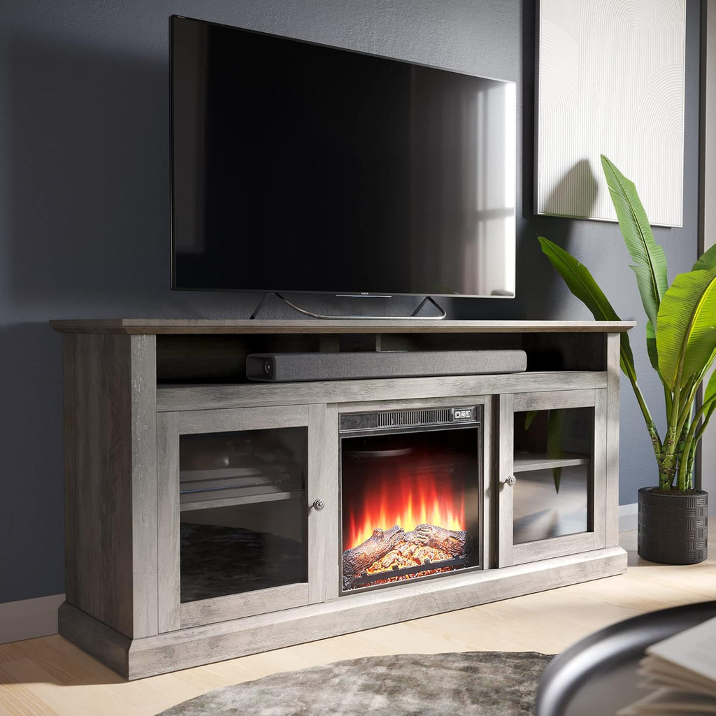 60 Inch TV Stand with Open Storage Shelves & Cabinets J97228