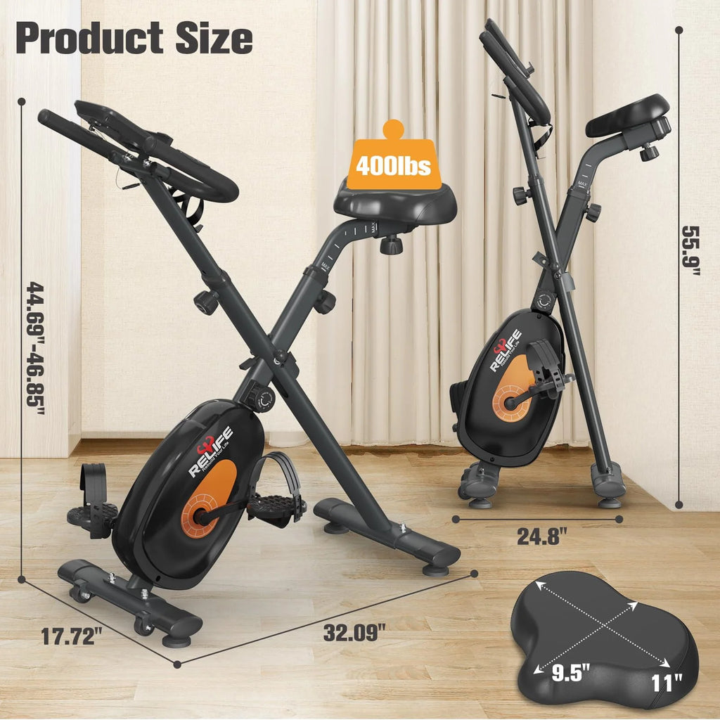 Upright Foldable Stationary Bike Black T198