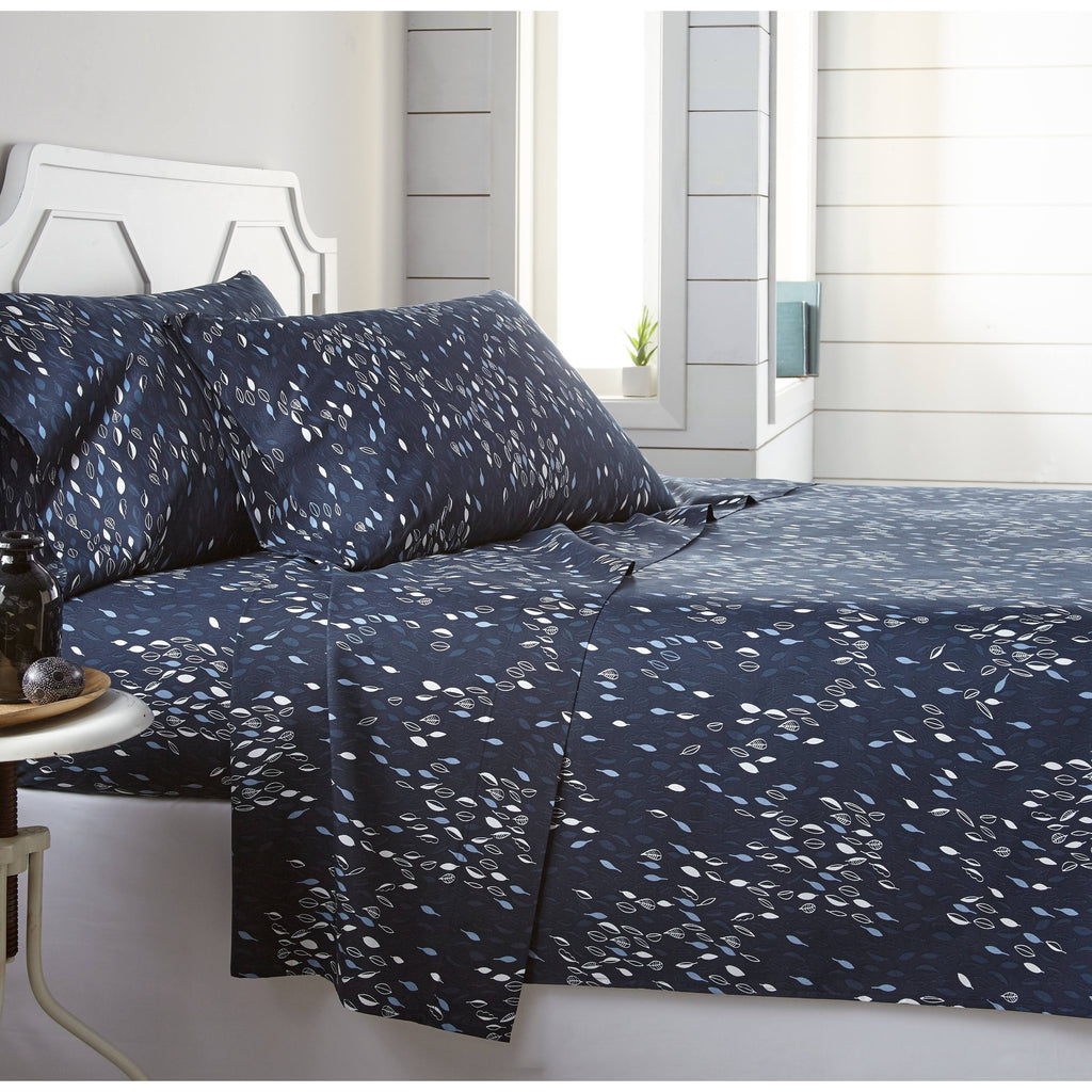 Blue 4-Piece Printed Bed Sheet Set G418842