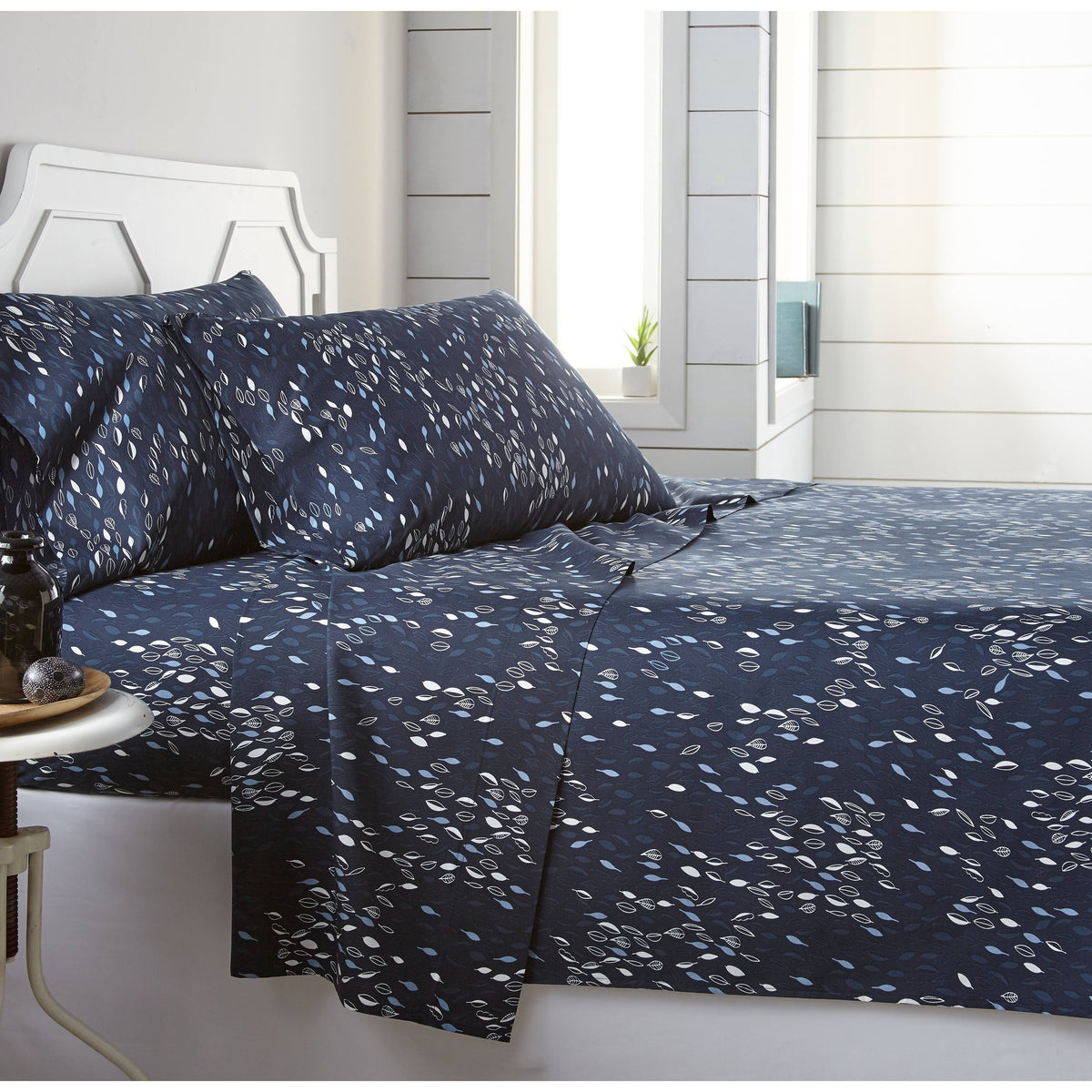 Blue 4-Piece Printed Bed Sheet Set G418842
