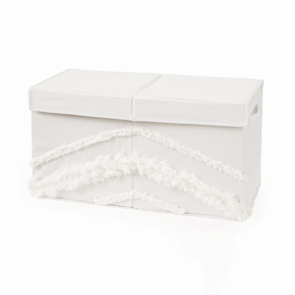 Ivory Tufted Fabric Storage Toy Box N43581