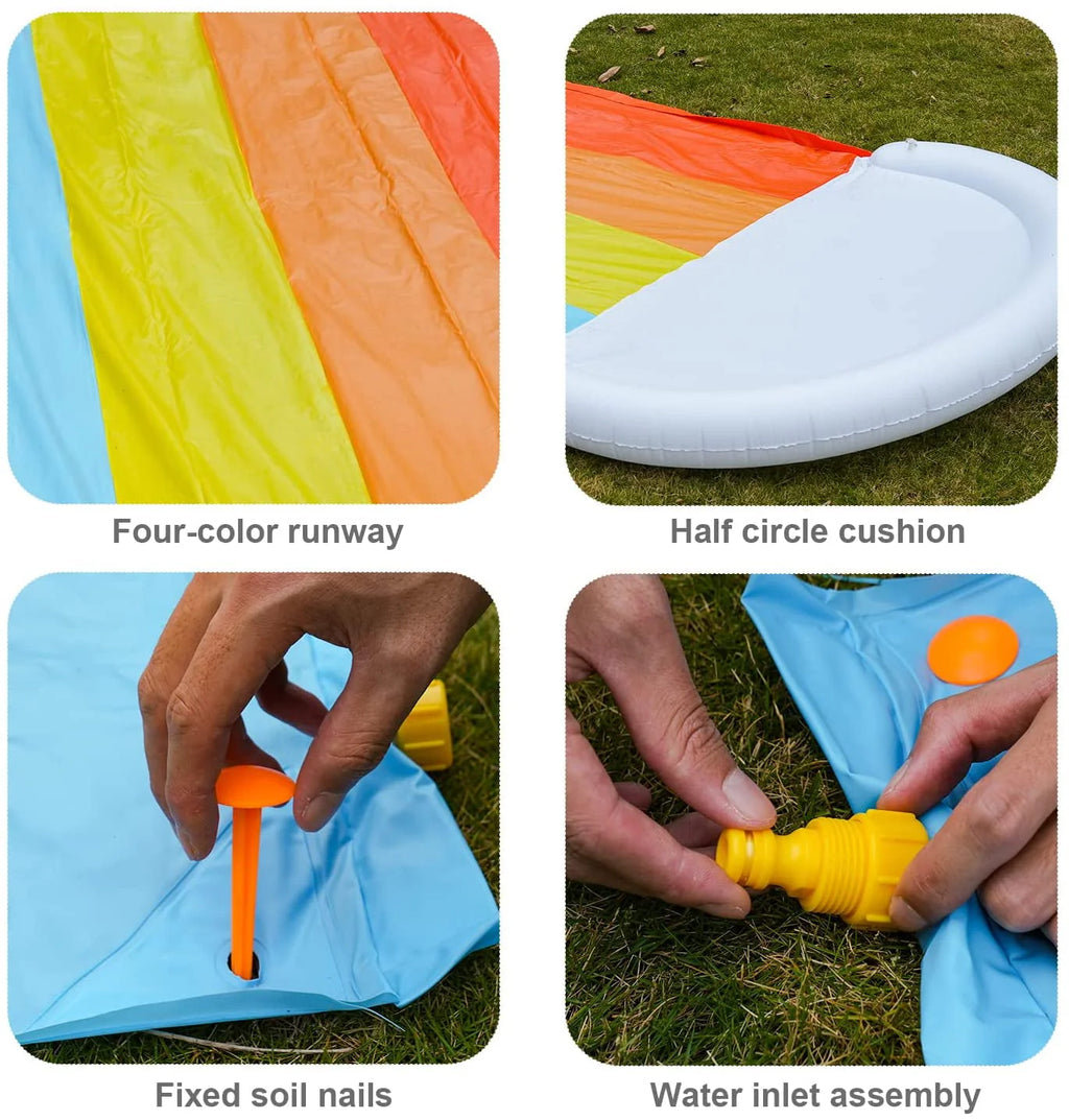 20 Ft Rainbow Water Slide with 2 Water Bodyboards L888