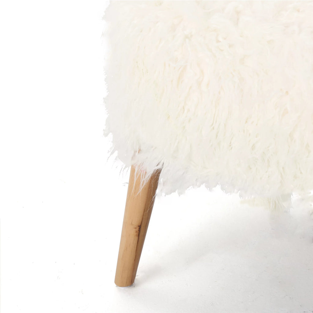 White Faux Fur Accent Chair J294