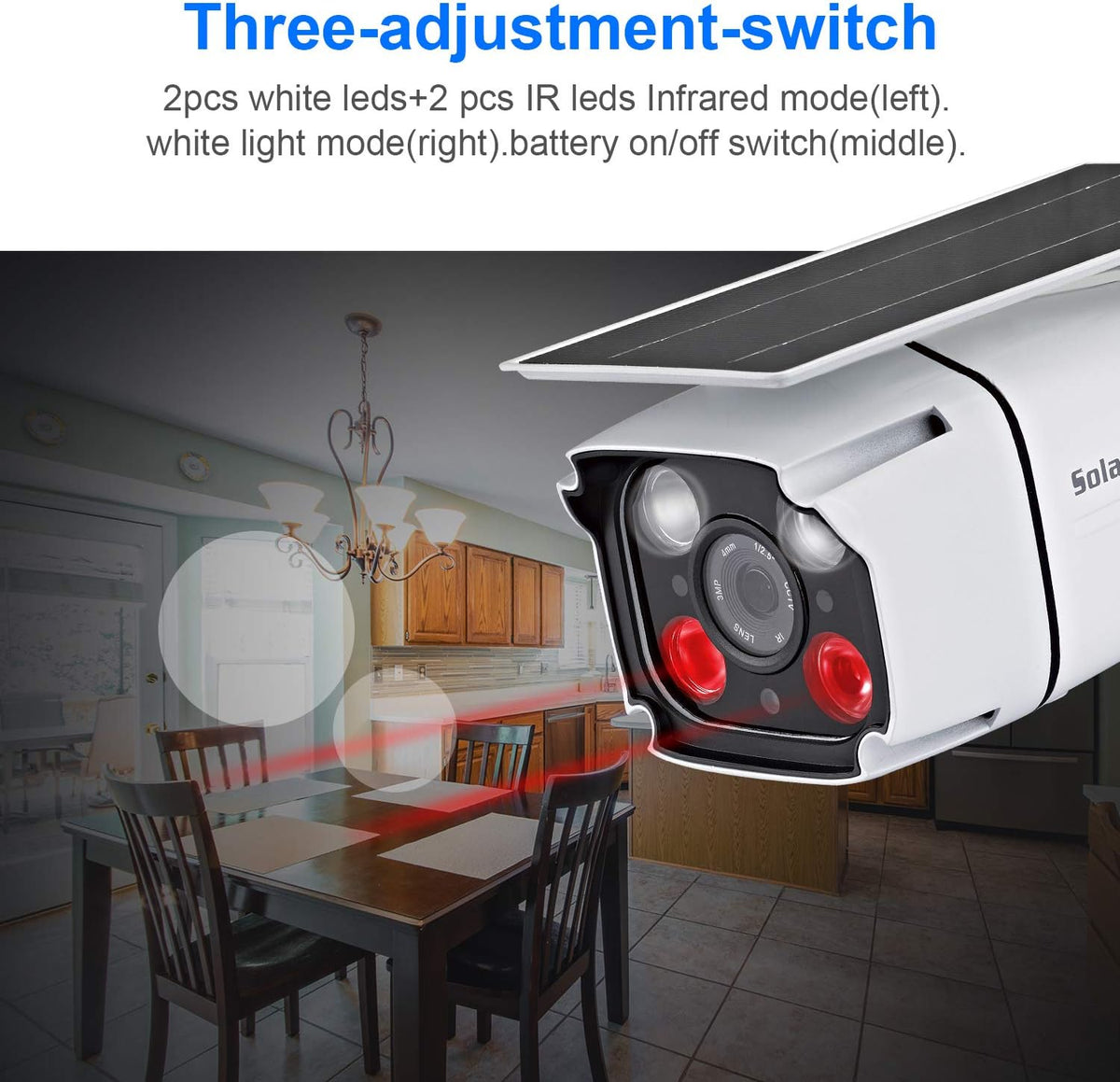 Solar Powered Wireless Security Camera 2.4Ghz WiFi IP CCTV Camera W874576