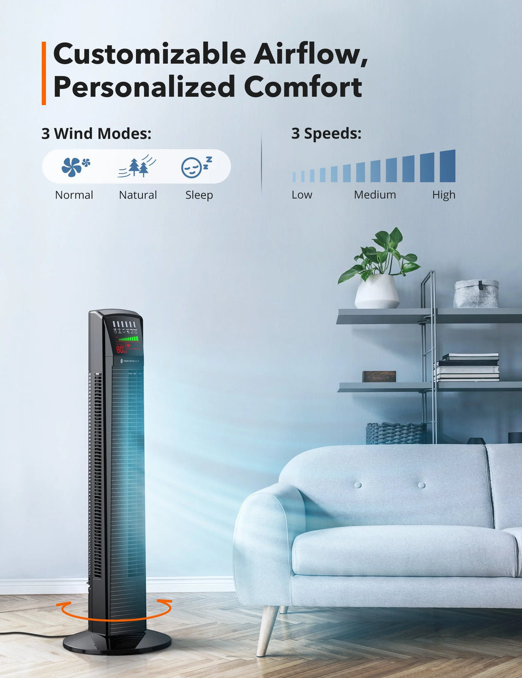 Oscillating Tower Fan with Remote S395263
