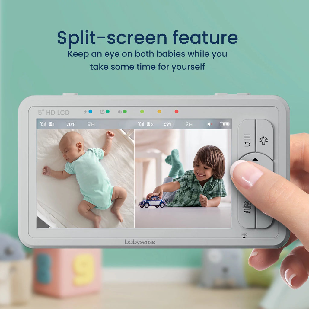 Baby Video Monitor Split Screen 5" HD Display with 2 Cameras Y4739