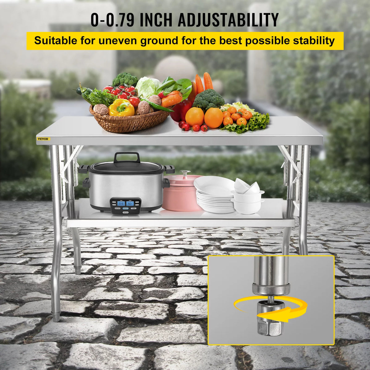 Stainless Steel Folding Prep Table 48 x 24 x 33.5 inch T127602
