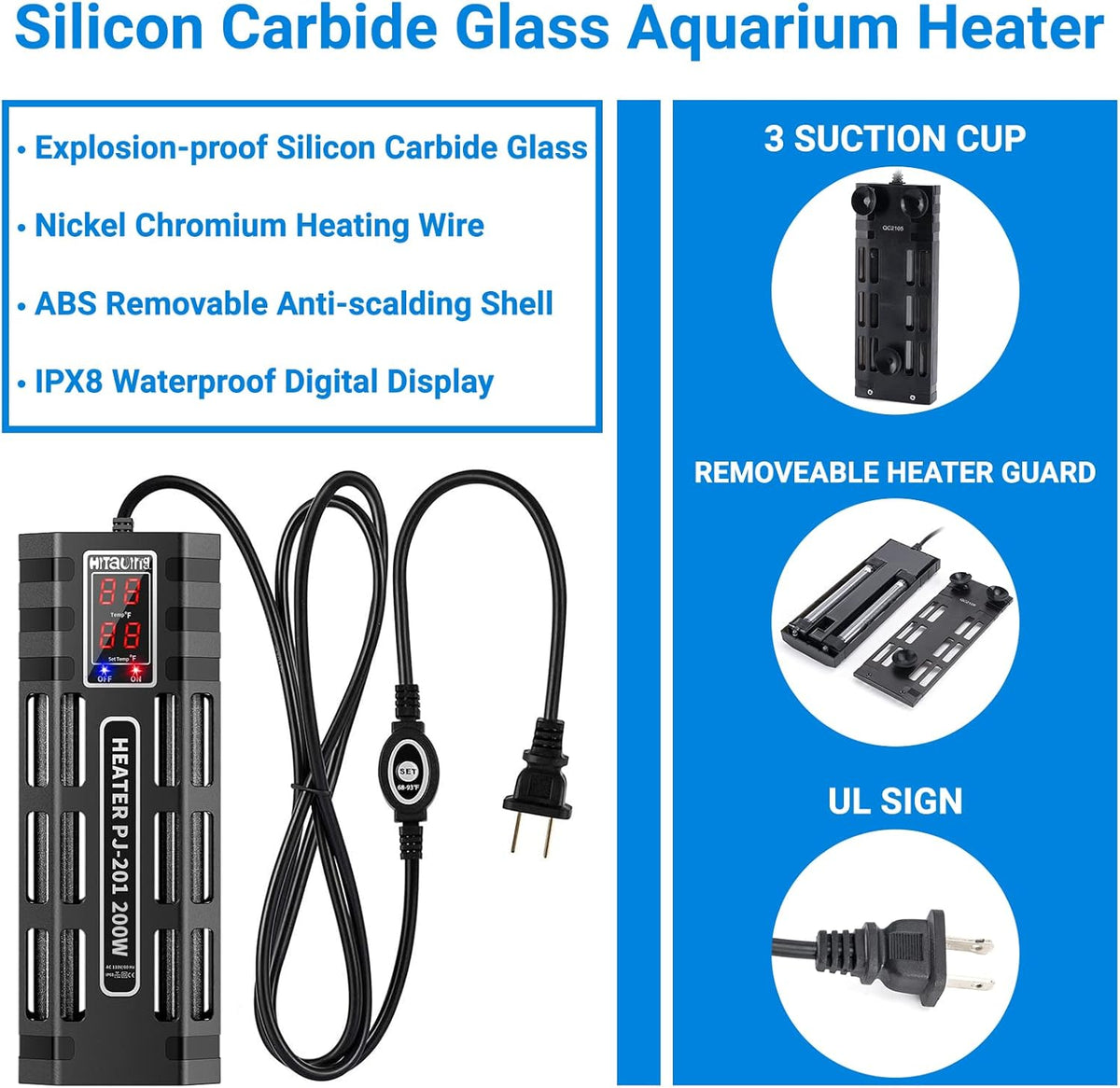 200W/300W/500W Submersible Aquarium Heater Y28626