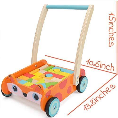 Wooden Baby Learning Walker Push Toy 35 Pcs B406345