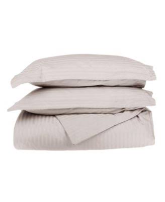 650 Thread Count Egyptian Cotton Stripe Duvet Cover Set California King White E7753