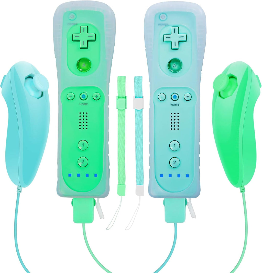 Wireless Controller and Nunchuck Joystick 2 Packs with Silicone Case and Wrist Strap Y2249