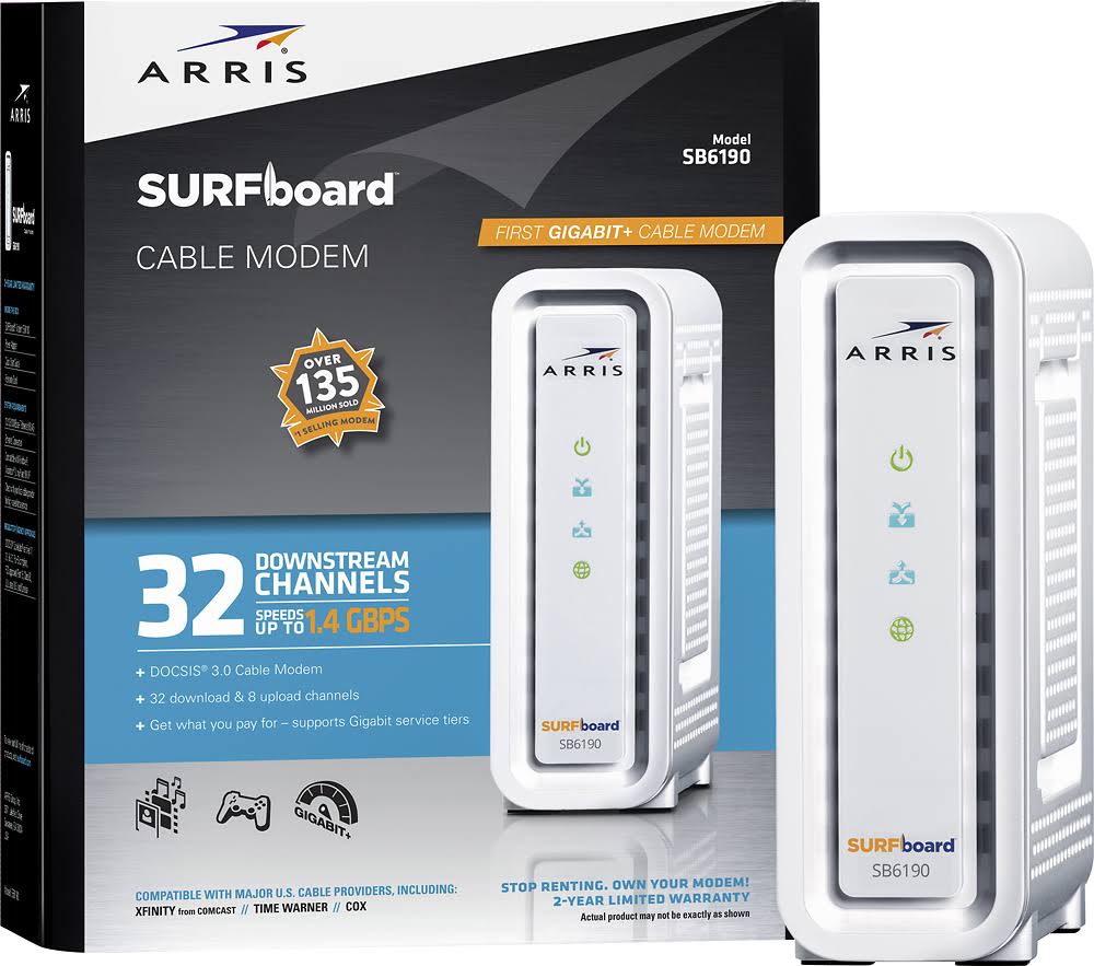 Docsis 3.0 Cable Modem, 1.4 Gbps White N816