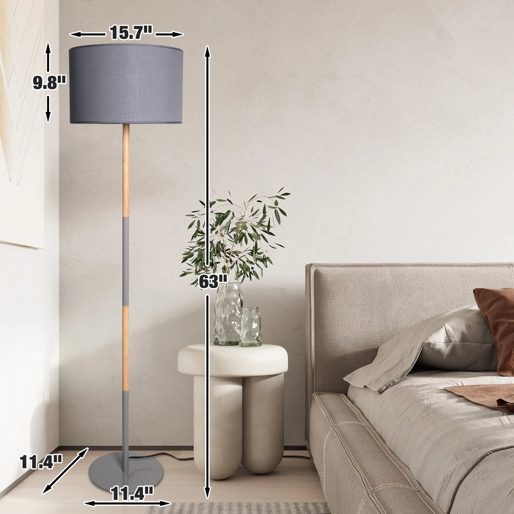 Modern Floor Lamp with 8W LED Bulb, Foot Switch & Fabric Lamp Shade K796