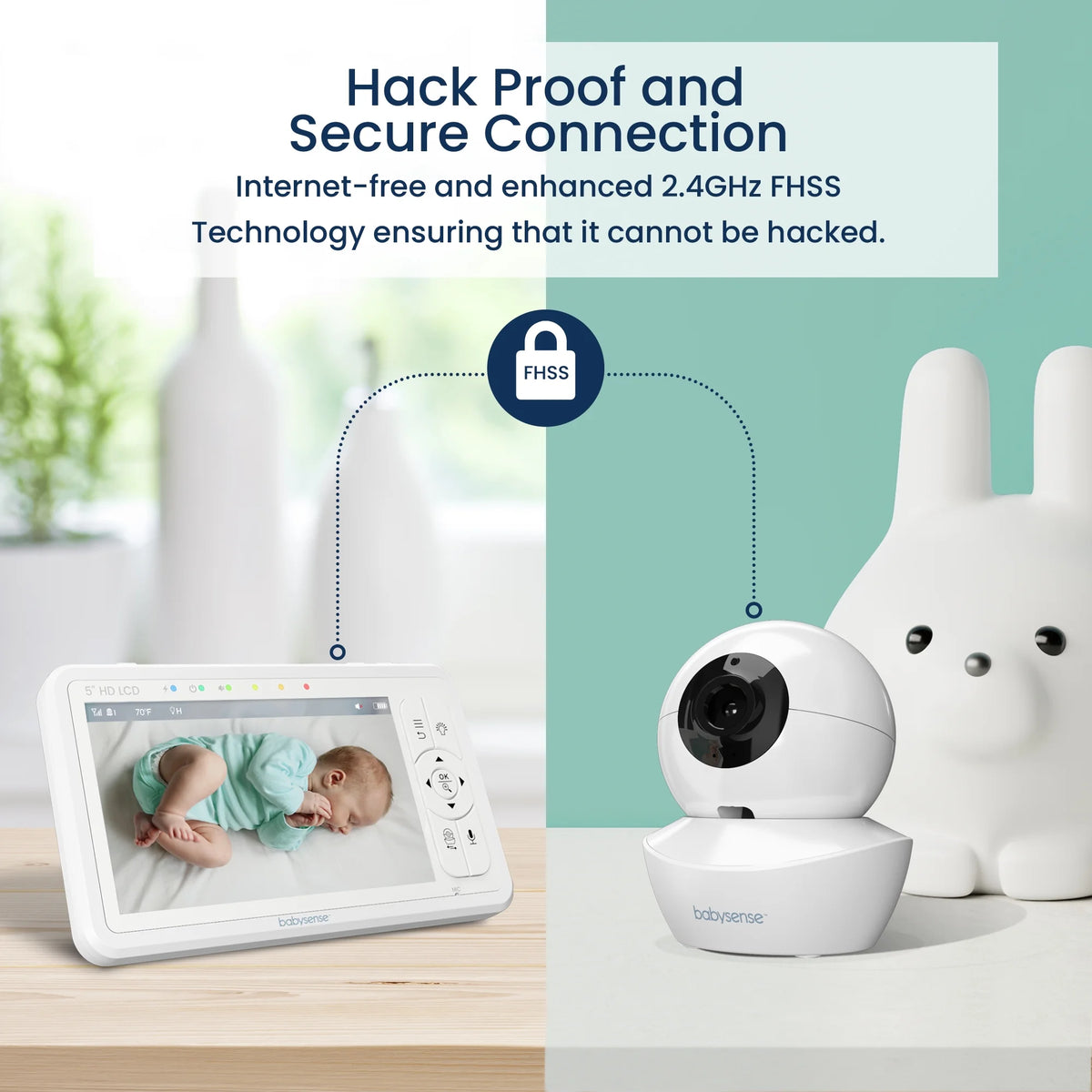 Baby Video Monitor Split Screen 5" HD Display with 2 Cameras Y4739