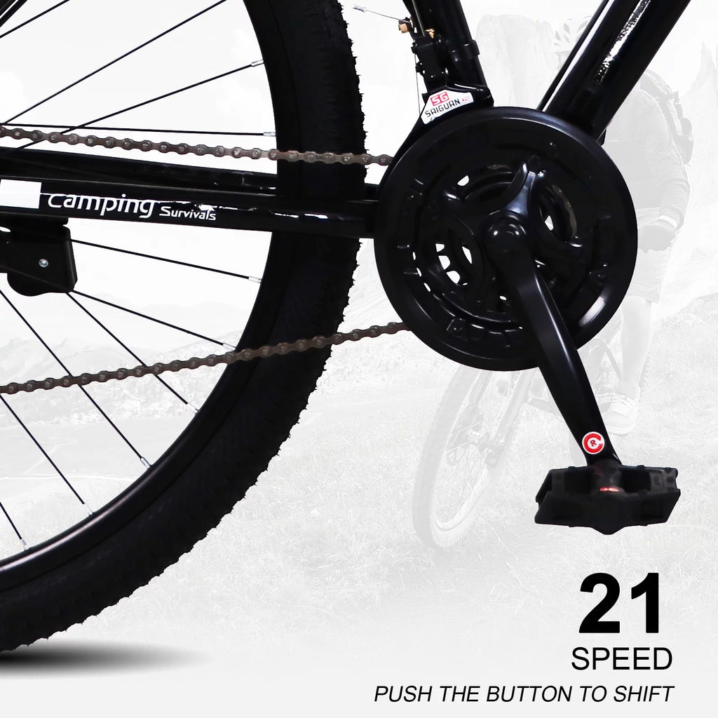 29in 21 Speed High Carbon Steel Mountain Bike Black D7301