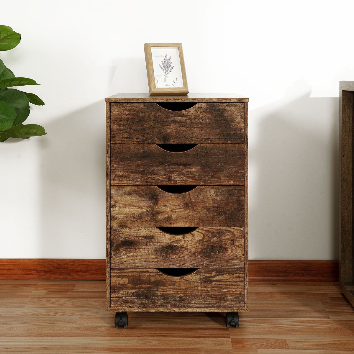 6 Drawer Grey Dresser with Wheels O847103