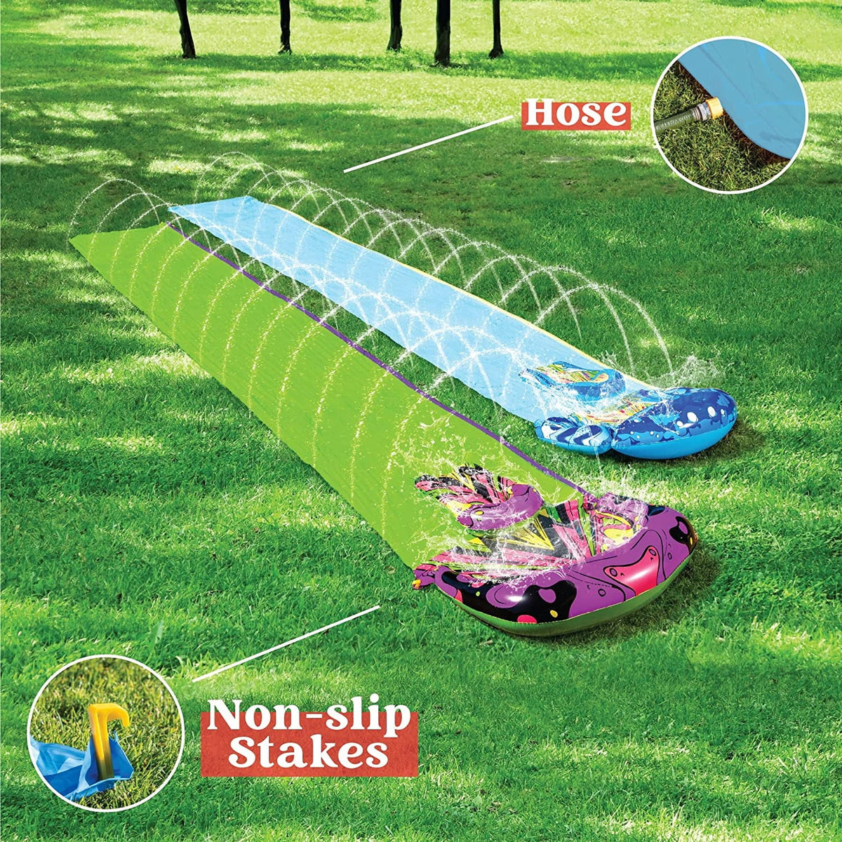 2 Pack 20ft x 35.5in Water Slide with Bodyboards G82941