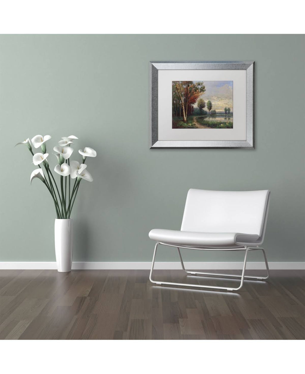 Framed Landscape with A Lake Art 16x20-Inch W566