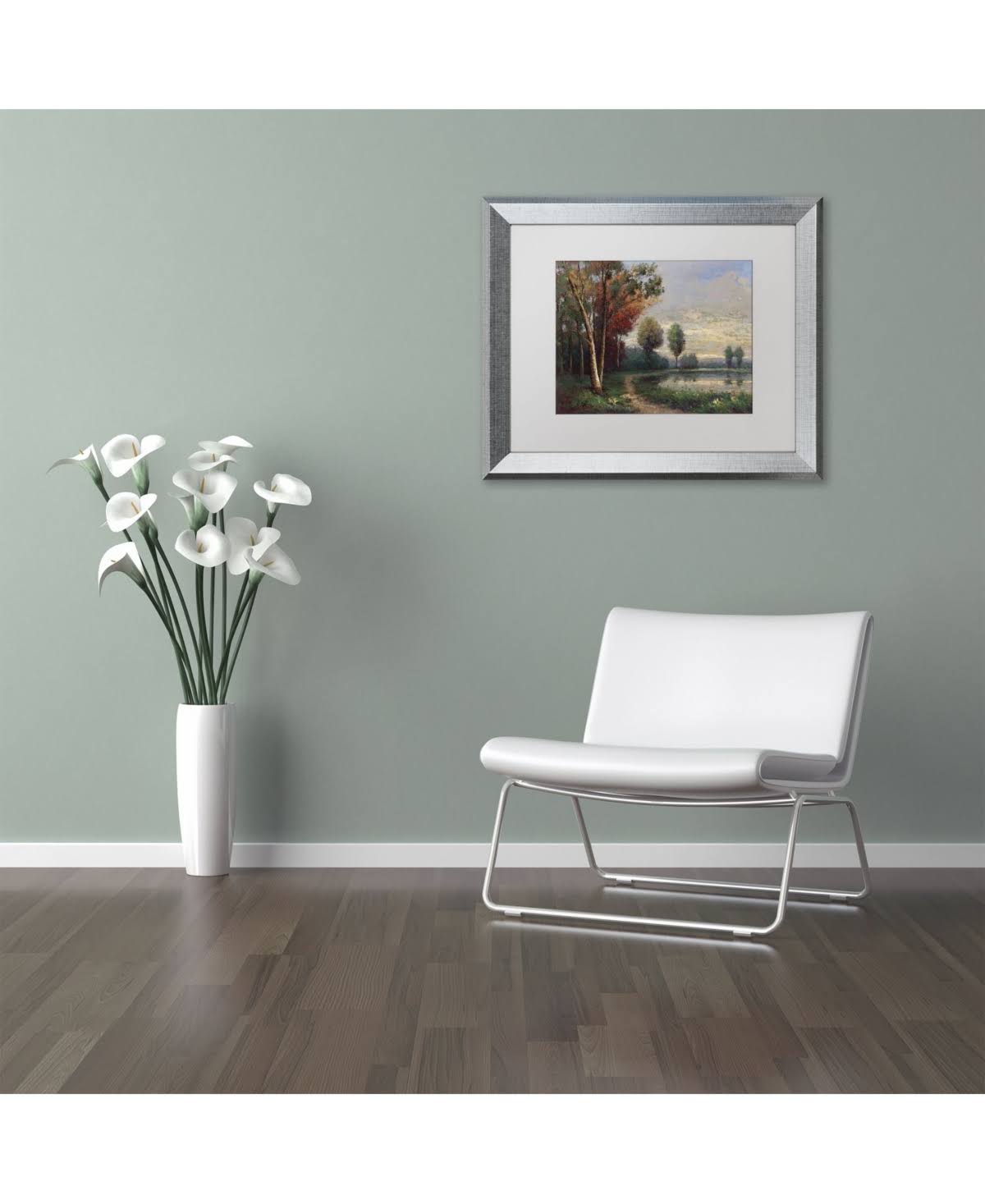 Framed Landscape with A Lake Art 16x20-Inch W566