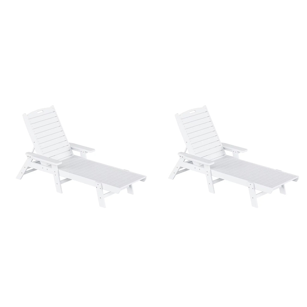 White Outdoor Lounge Chairs Set of 2 T5878