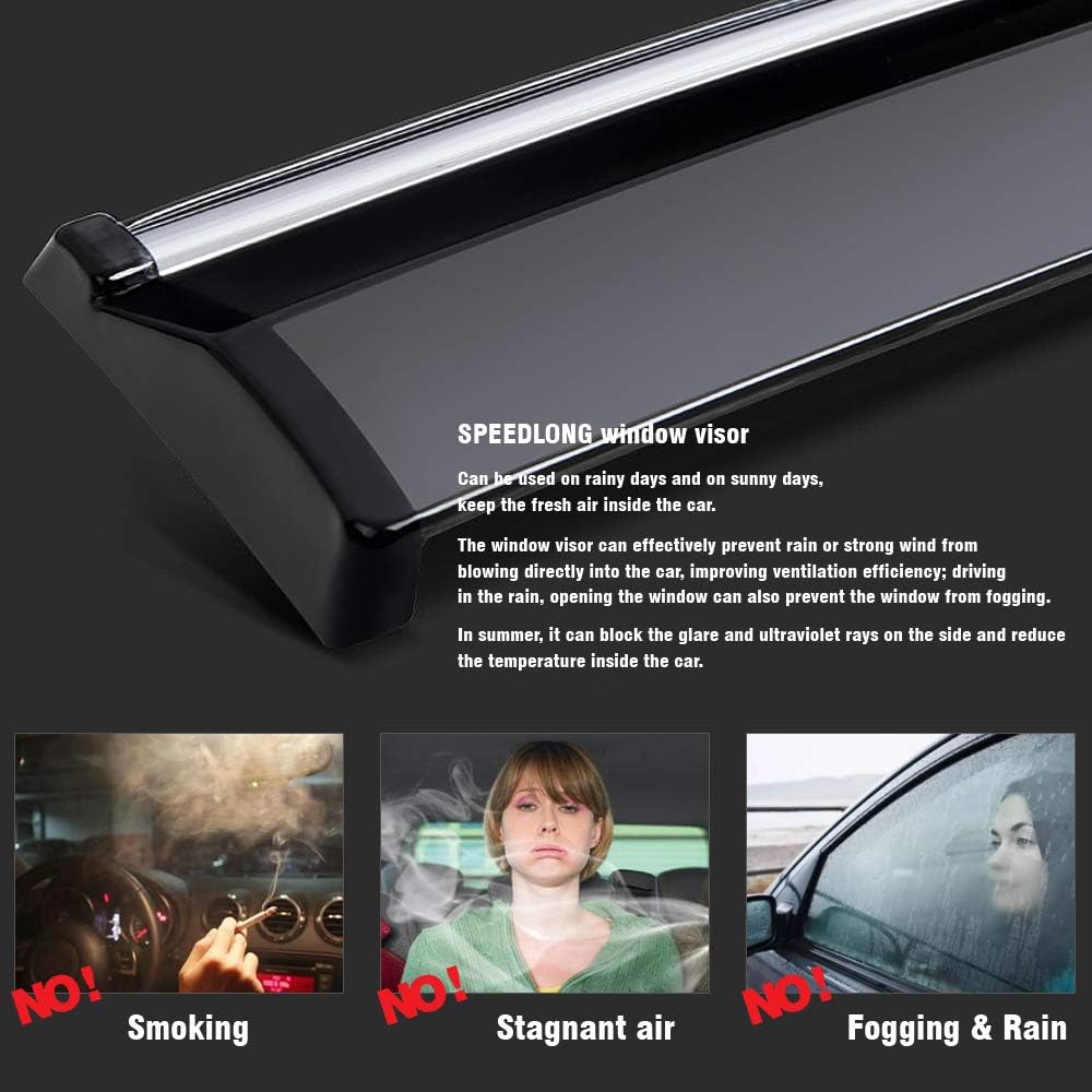 Car Window Visor Vent Shade Deflector Sun Rain Guards D2449
