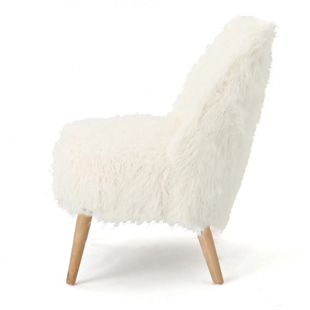 White Faux Fur Accent Chair J294