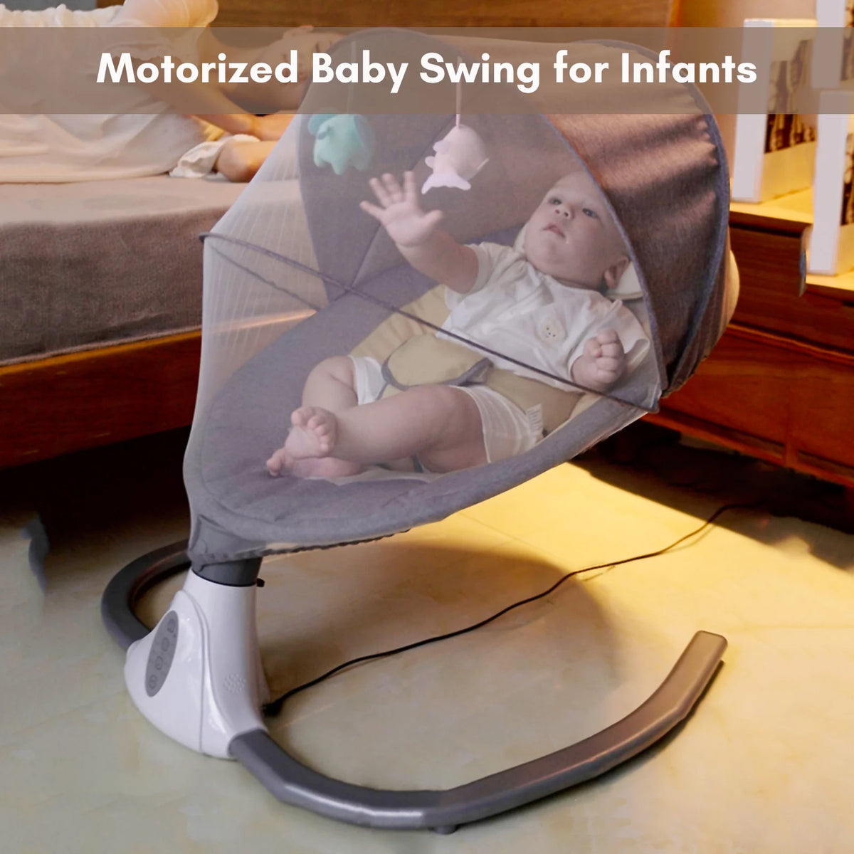 Electric Baby Swing and Bouncer with Remote Control and Mosquito Net I98055