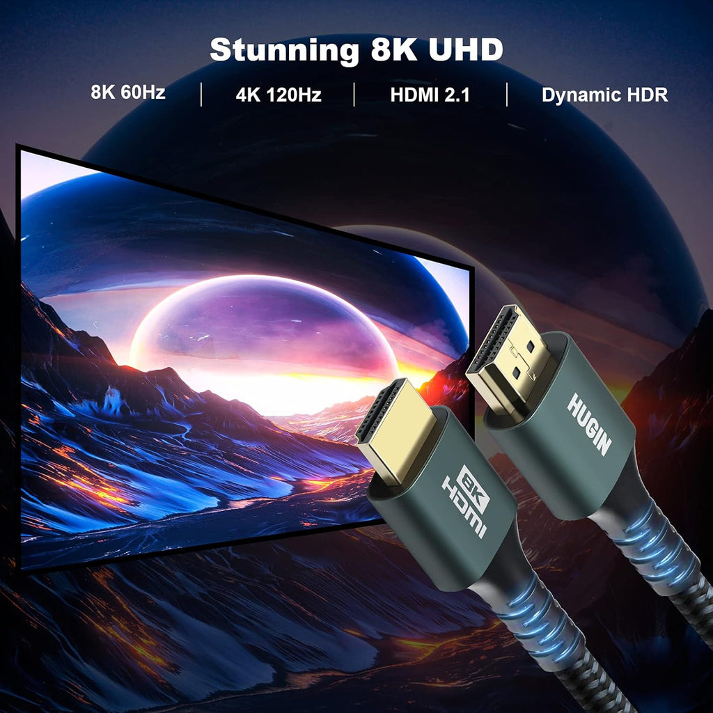 8K HDMI 2.1 Cable, 3FT 2 Pack 48Gbps Nylon Braided O45463