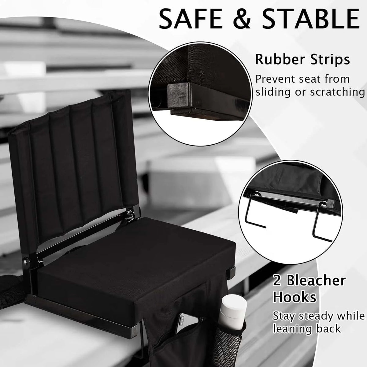 Padded Foldable Stadium Seat with Cup Holder P58542