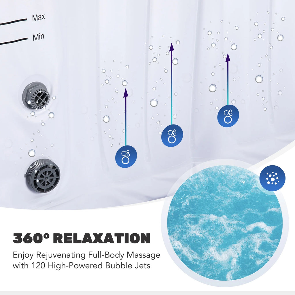 4 Person Inflatable Hot Tub Pool with Massage Jets A531