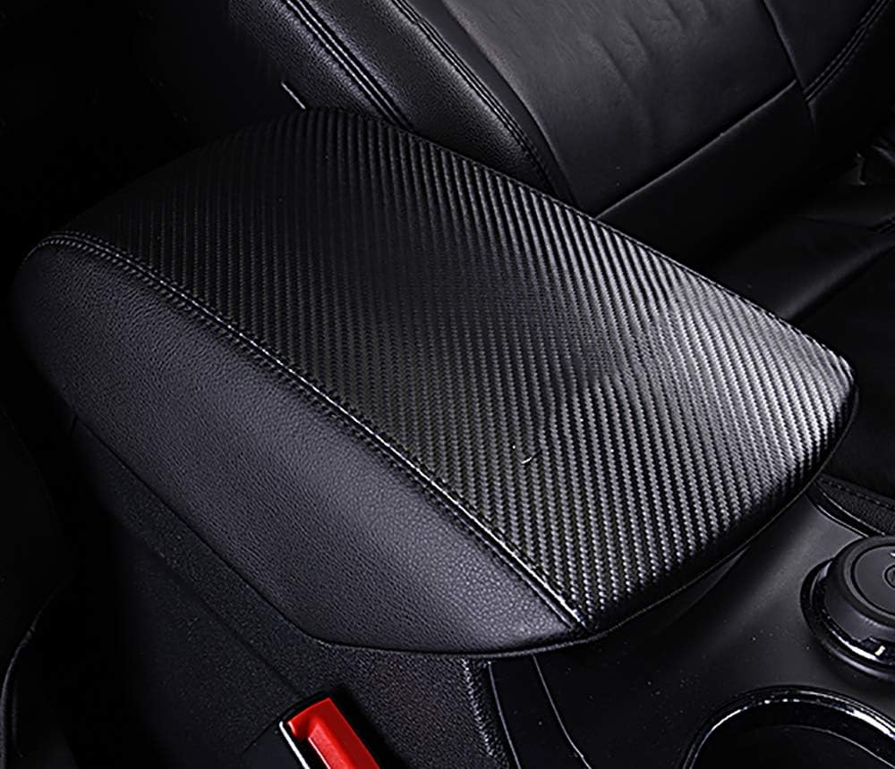 Black Leather Center Console Armrest Cover T838613