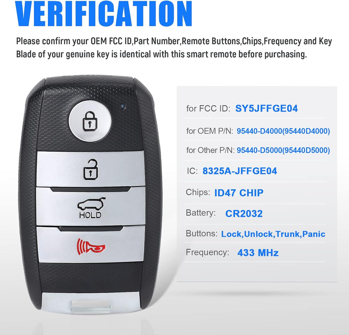 Car Key Fob Replacement 4 Buttons C62016