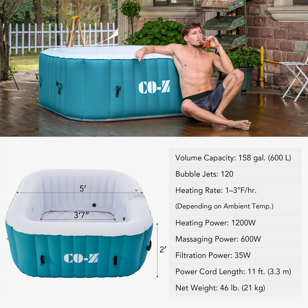 4 Person Inflatable Hot Tub Pool with Massage Jets A531
