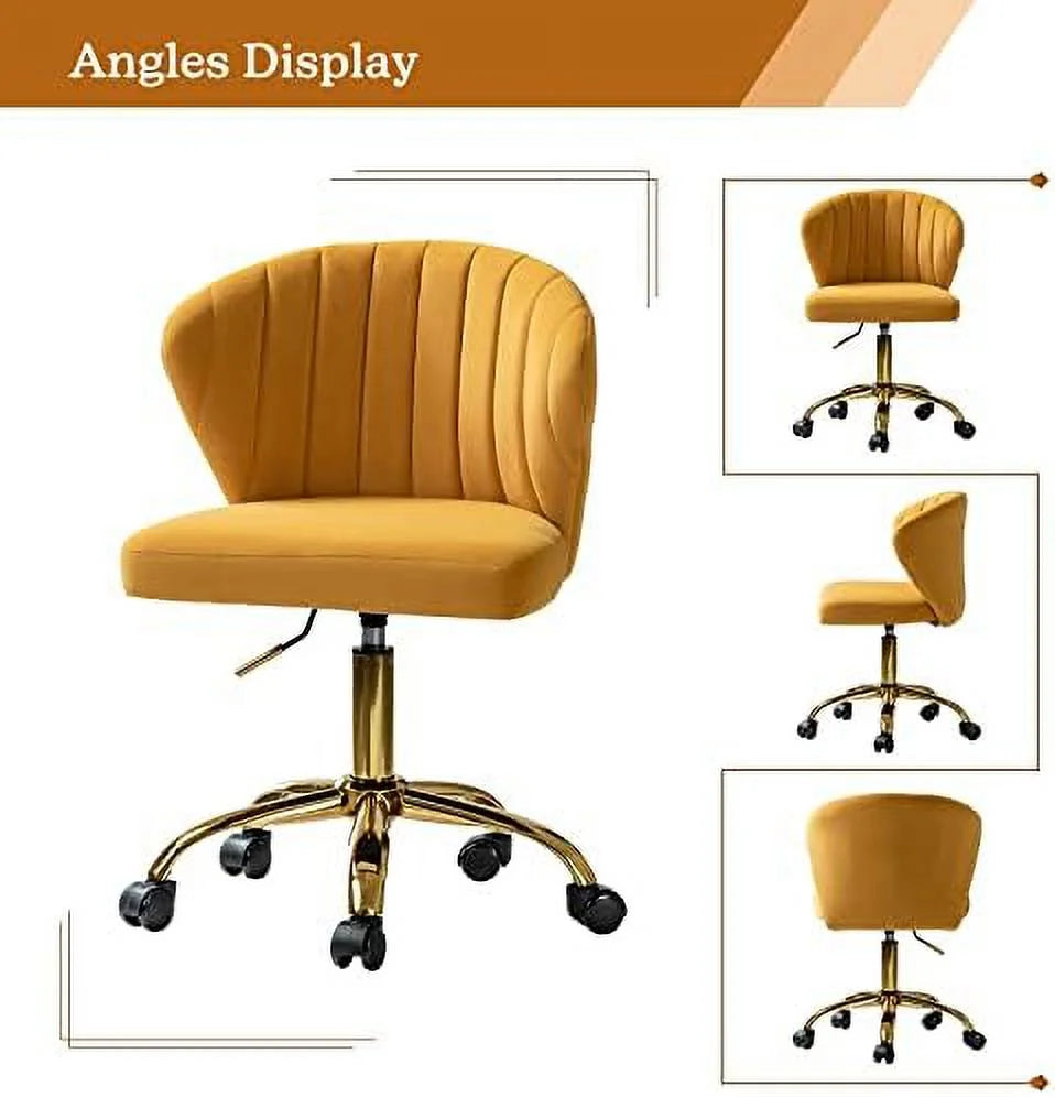 Velvet Armless Office Chair with Wheels N4408