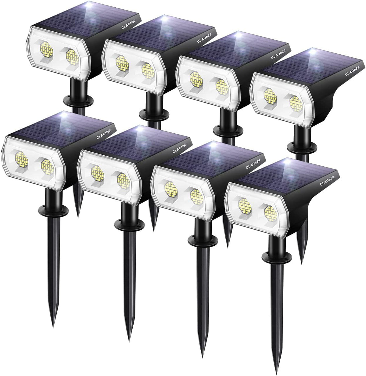 48 LEDs IP65 2 in 1 Solar Spotlights 8 Pack Cold White K947327