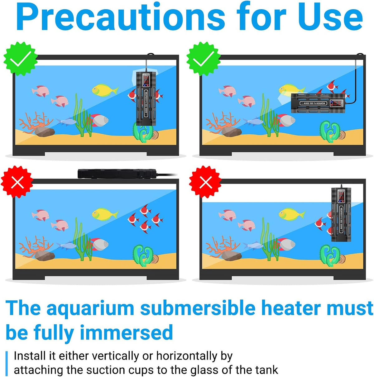 200W/300W/500W Submersible Aquarium Heater Y28626
