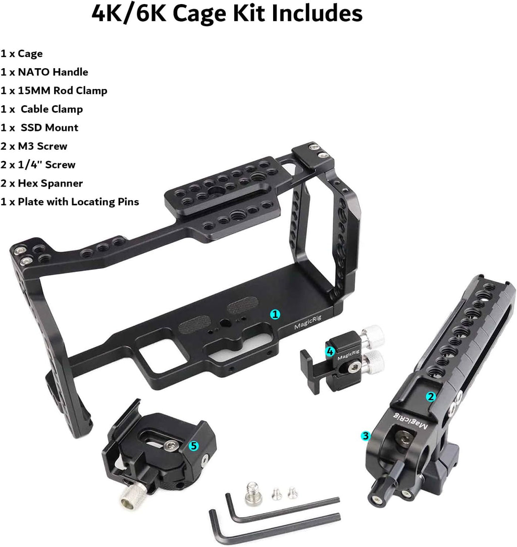 Video Camera Cage Kit with Top Handle SSD Mount HDMI Cable Clamp X96474