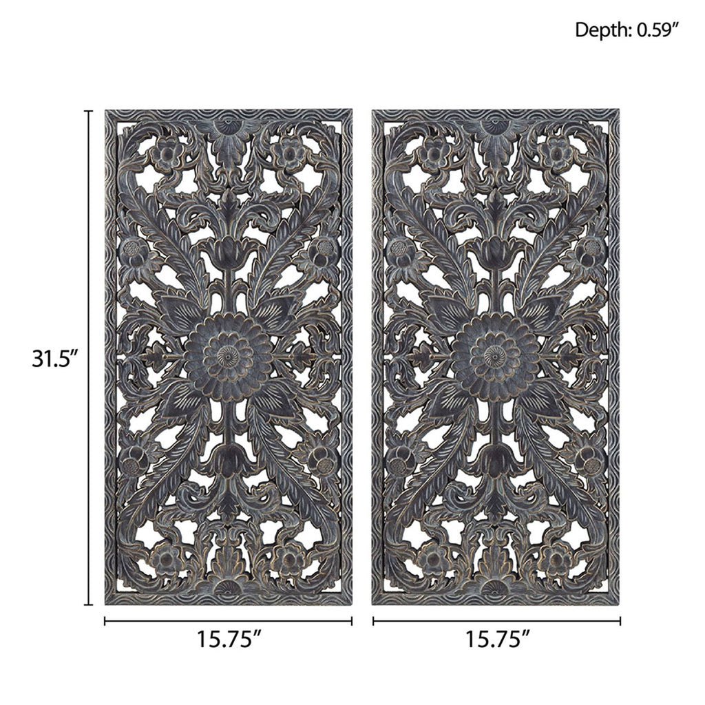 Botanical Panel Carved Wall 2 Piece Set Y783