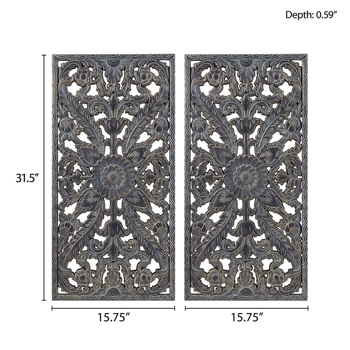Botanical Panel Carved Wall 2 Piece Set Y783