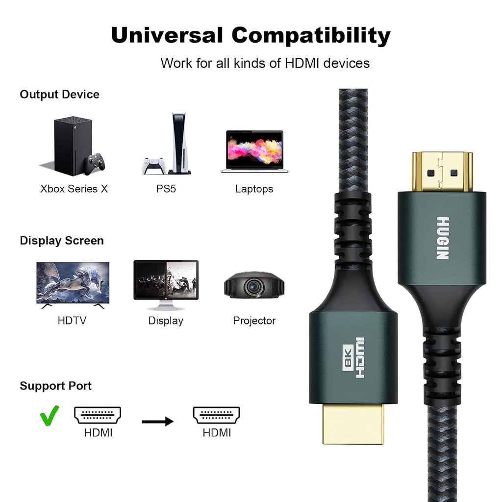 8K HDMI 2.1 Cable, 3FT 2 Pack 48Gbps Nylon Braided O45463