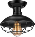 Black Metal Cage Flush Mount Ceiling Light Fixture 1 Pack O975