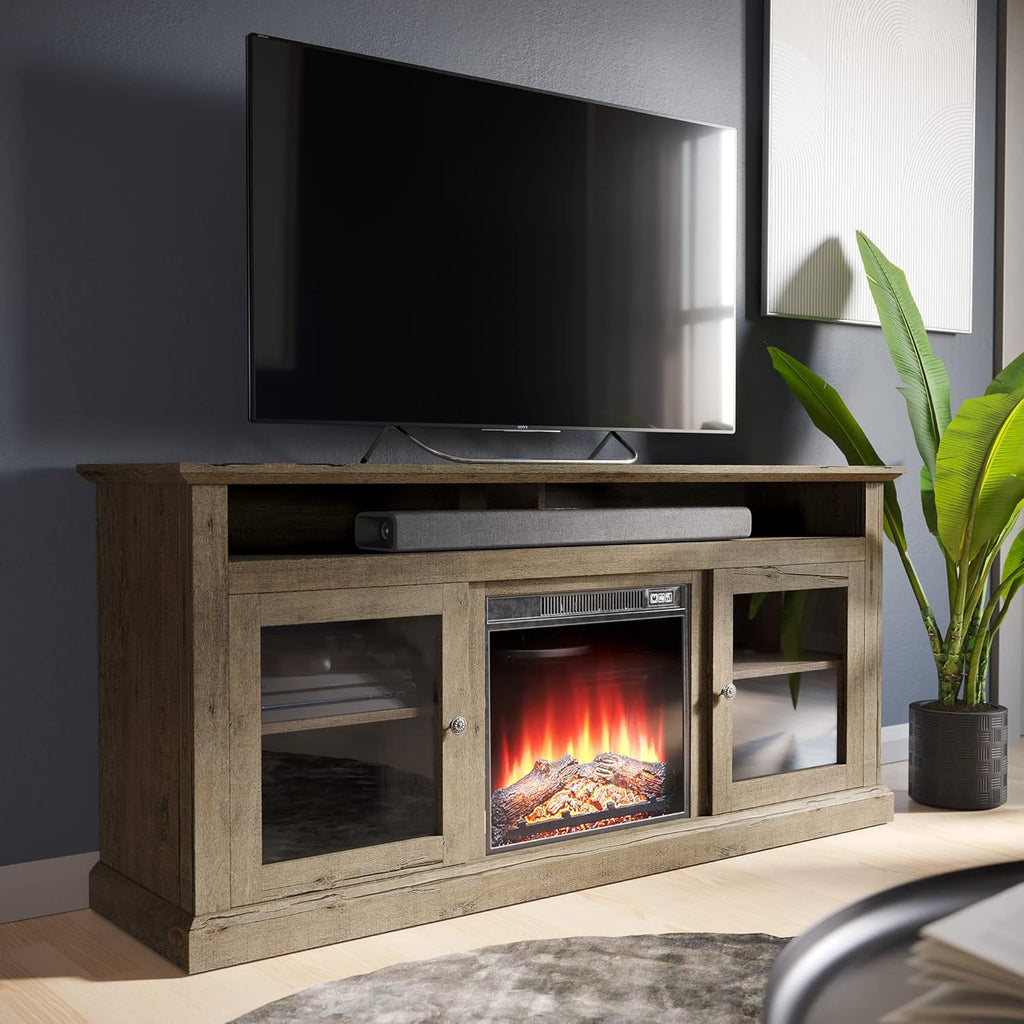 60 Inch TV Stand with Open Storage Shelves & Cabinets J97228
