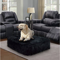 Large Black Faux Fur Rectangle Pet Bed T720588